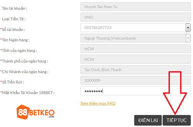 Rút Tiền 188BET: Hướng Dẫn Cách Rút Tiền Về Tài Khoản Thành Công 3 Cung cấp chi tiết thông tin tài khoản